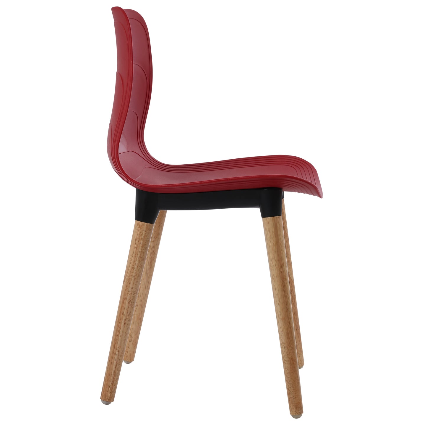 Plastic Chairs With Wood Legs For Cafe and Dining HIFUWA-G (Dark Red)