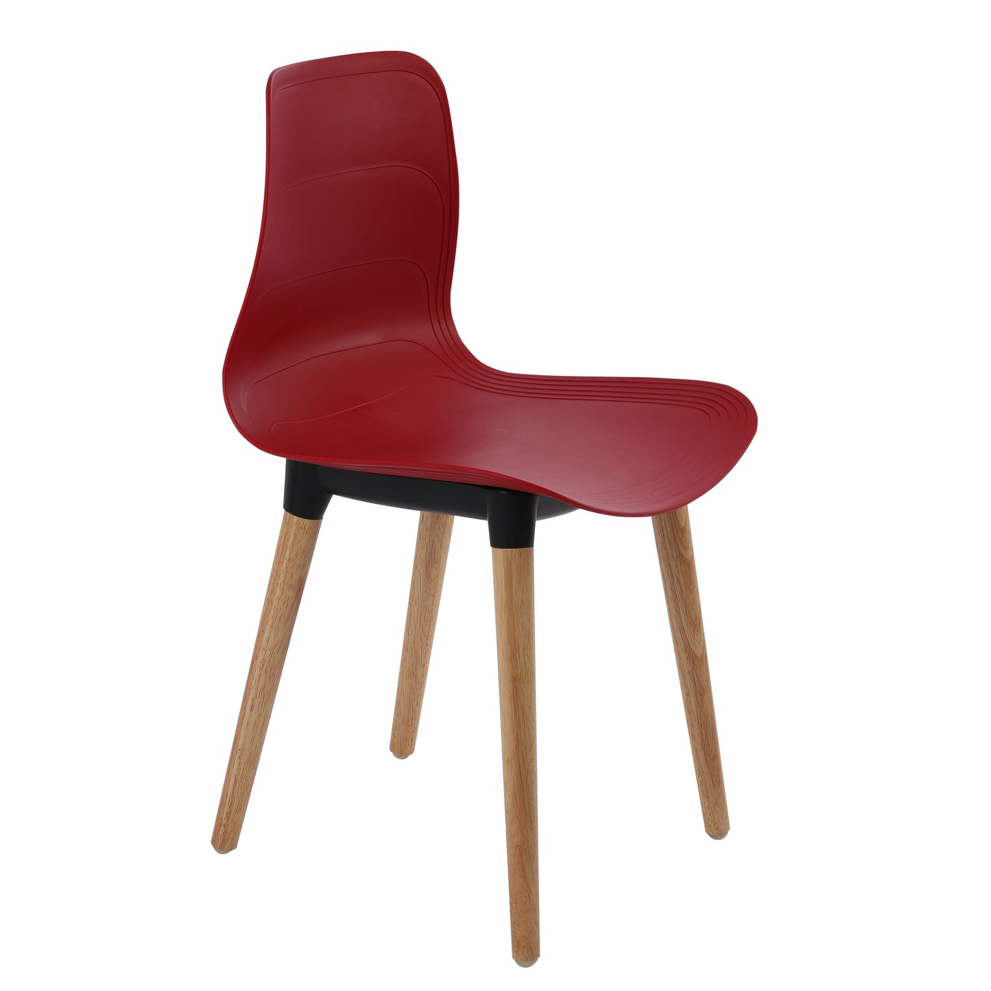 Plastic Chairs With Wood Legs For Cafe and Dining HIFUWA-G (Dark Red)