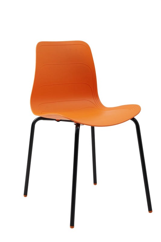 Iron Leg Plastic Chair For Home and Office HIFUWA-S (Orange)