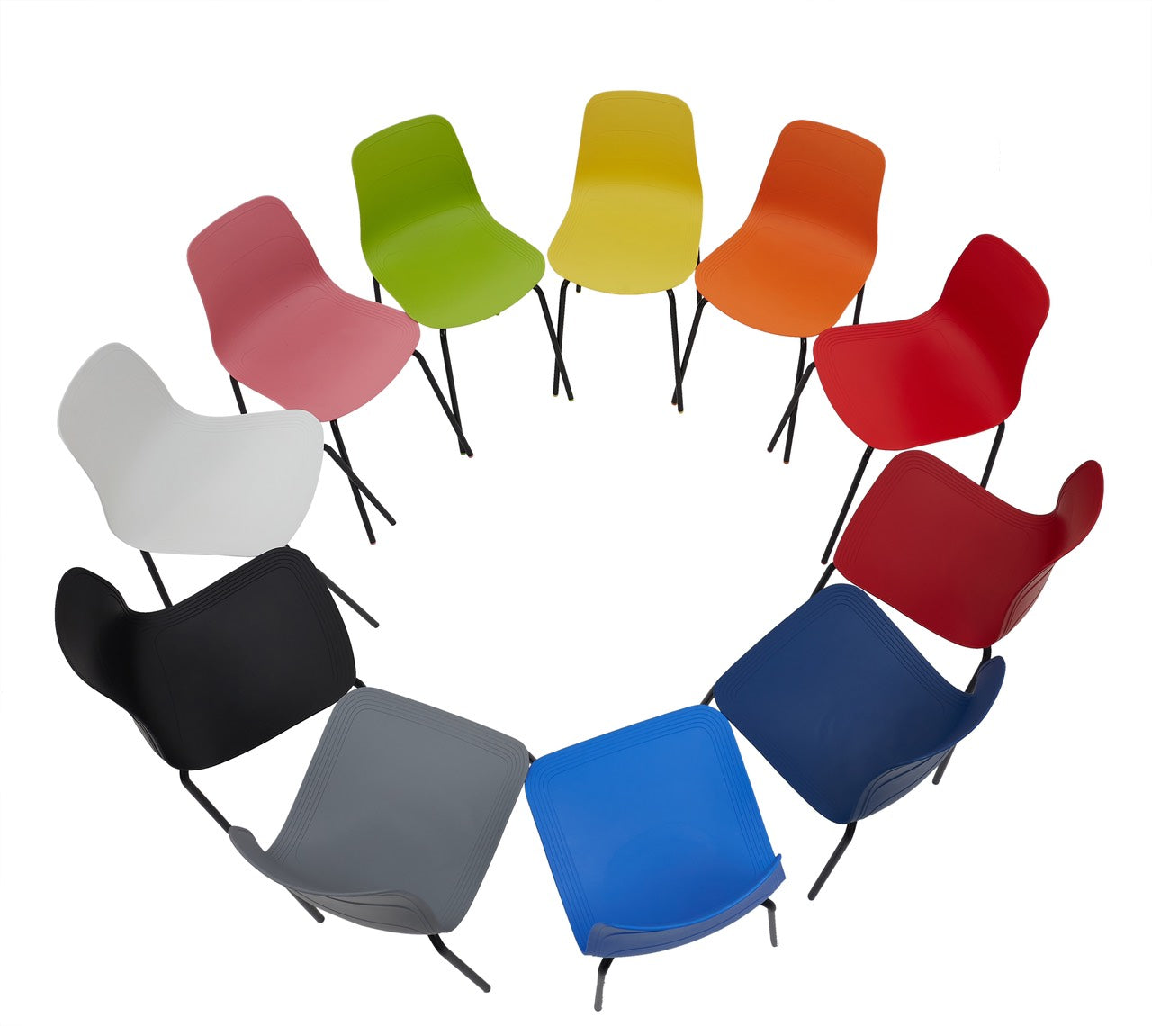 Iron Leg Plastic Chair For Home and Office HIFUWA-S (Pink)