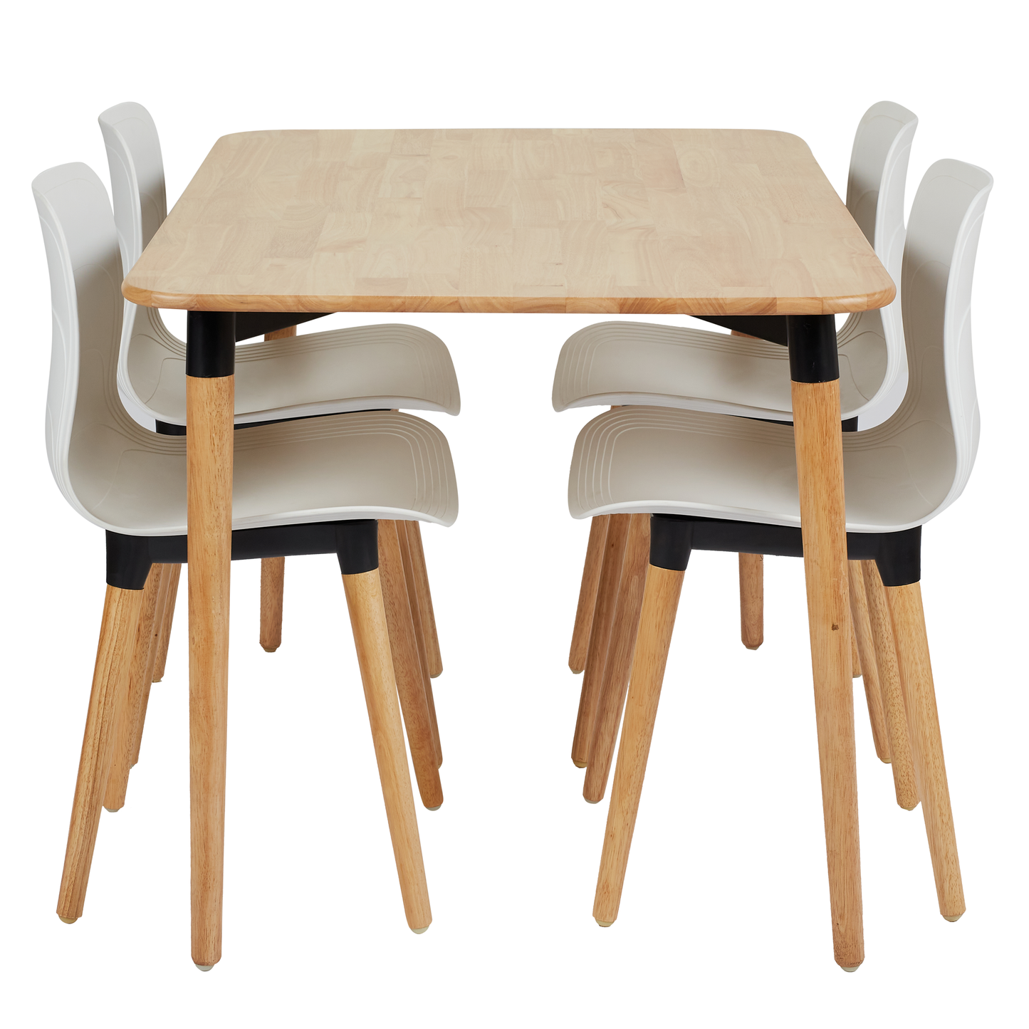 Rectangular Dining Table HIFUWA BA-CN120-G And 4 Chairs With Wood Legs HIFUWA