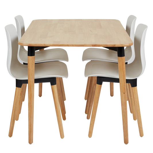 Rectangular Dining Table HIFUWA BA-CN120-G And 4 Chairs With Wood Legs HIFUWA
