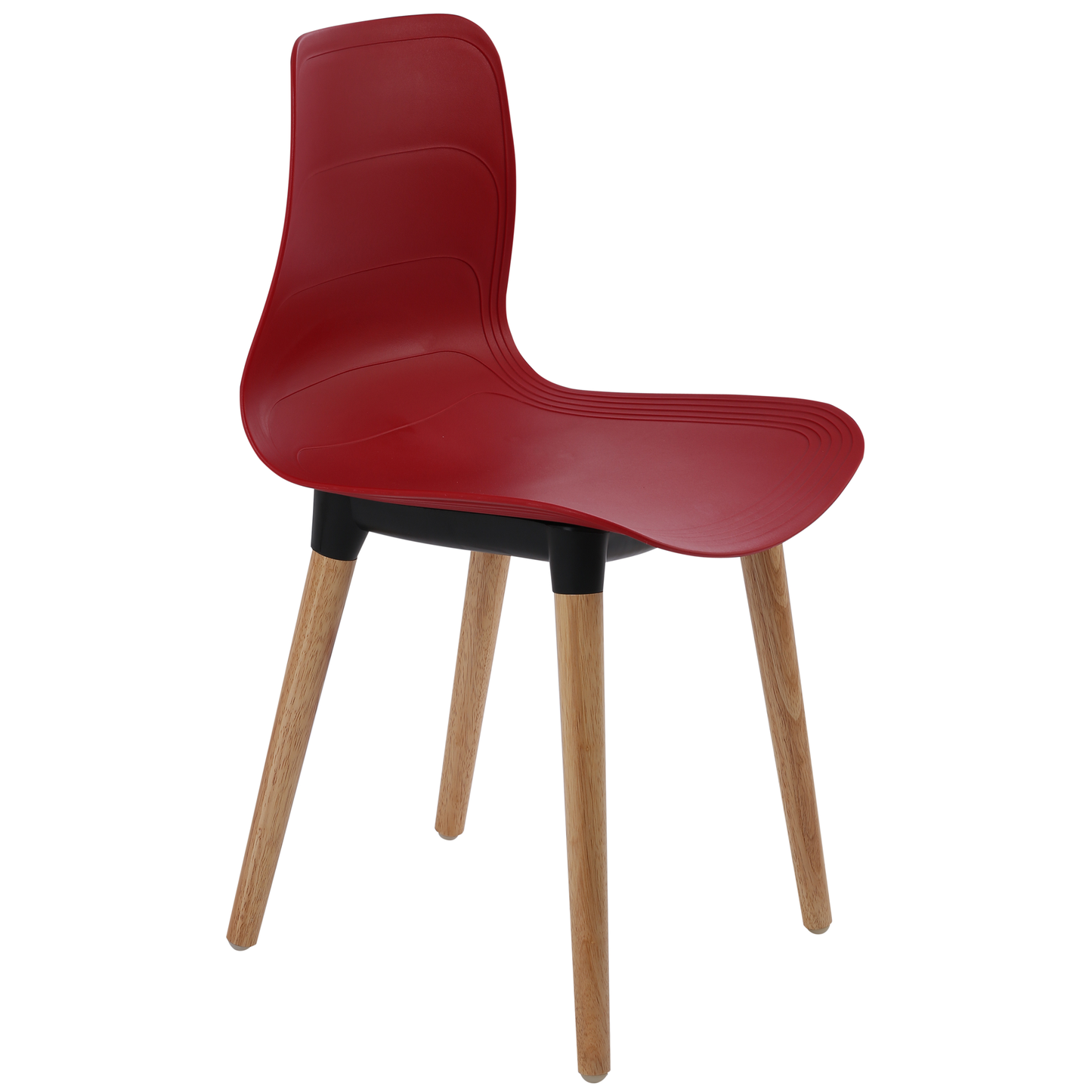Plastic Chairs With Wood Legs For Cafe and Dining HIFUWA-G (Dark Red)