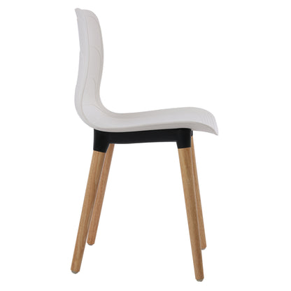 Plastic Chairs With Wood Legs For Cafe and Dining HIFUWA-G (White)