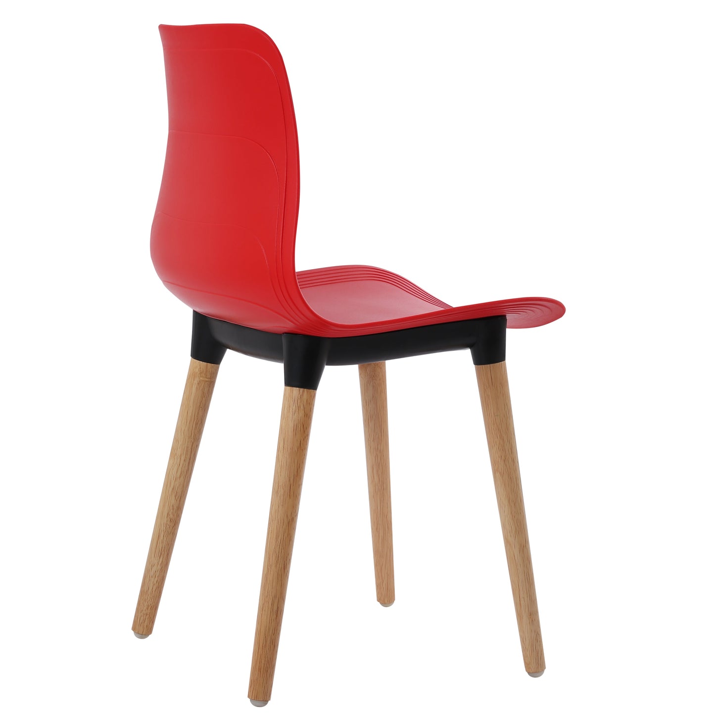 Plastic Chairs With Wood Legs For Cafe and Dining HIFUWA-G (Light Red)