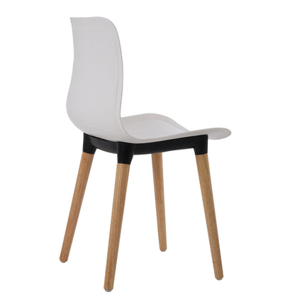 Plastic Chairs With Wood Legs For Cafe and Dining HIFUWA-G (White)
