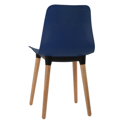 Plastic Chairs With Wood Legs For Cafe and Dining HIFUWA-G (Dark Blue)
