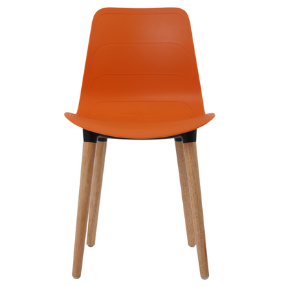 Plastic Chairs With Wood Legs For Cafe and Dining HIFUWA-G (Orange)