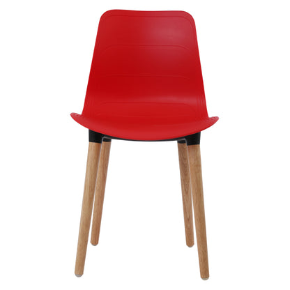 Plastic Chairs With Wood Legs For Cafe and Dining HIFUWA-G (Light Red)