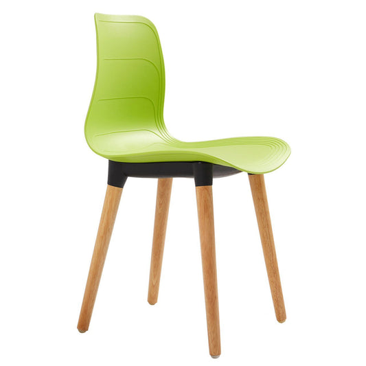 Plastic Chairs With Wood Legs For Cafe and Dining HIFUWA-G (Vibrant Green)