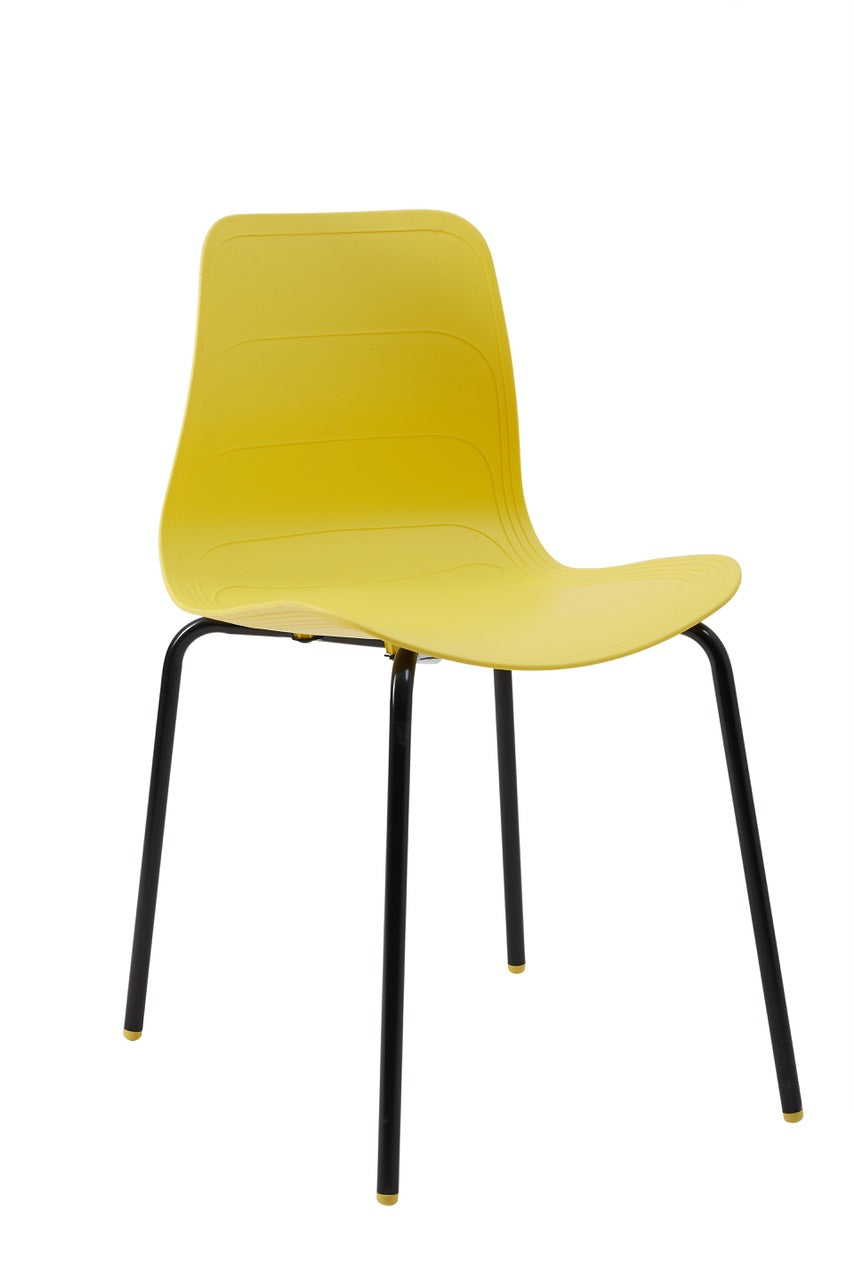 Iron Leg Plastic Chair For Home and Office HIFUWA-S (Yellow)
