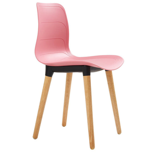 Plastic Chairs With Wood Legs For Cafe and Dining HIFUWA-G (Pink)