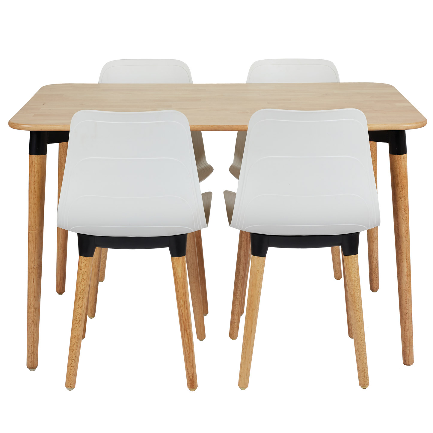 Rectangular Dining Table HIFUWA BA-CN120-G And 4 Chairs With Wood Legs HIFUWA