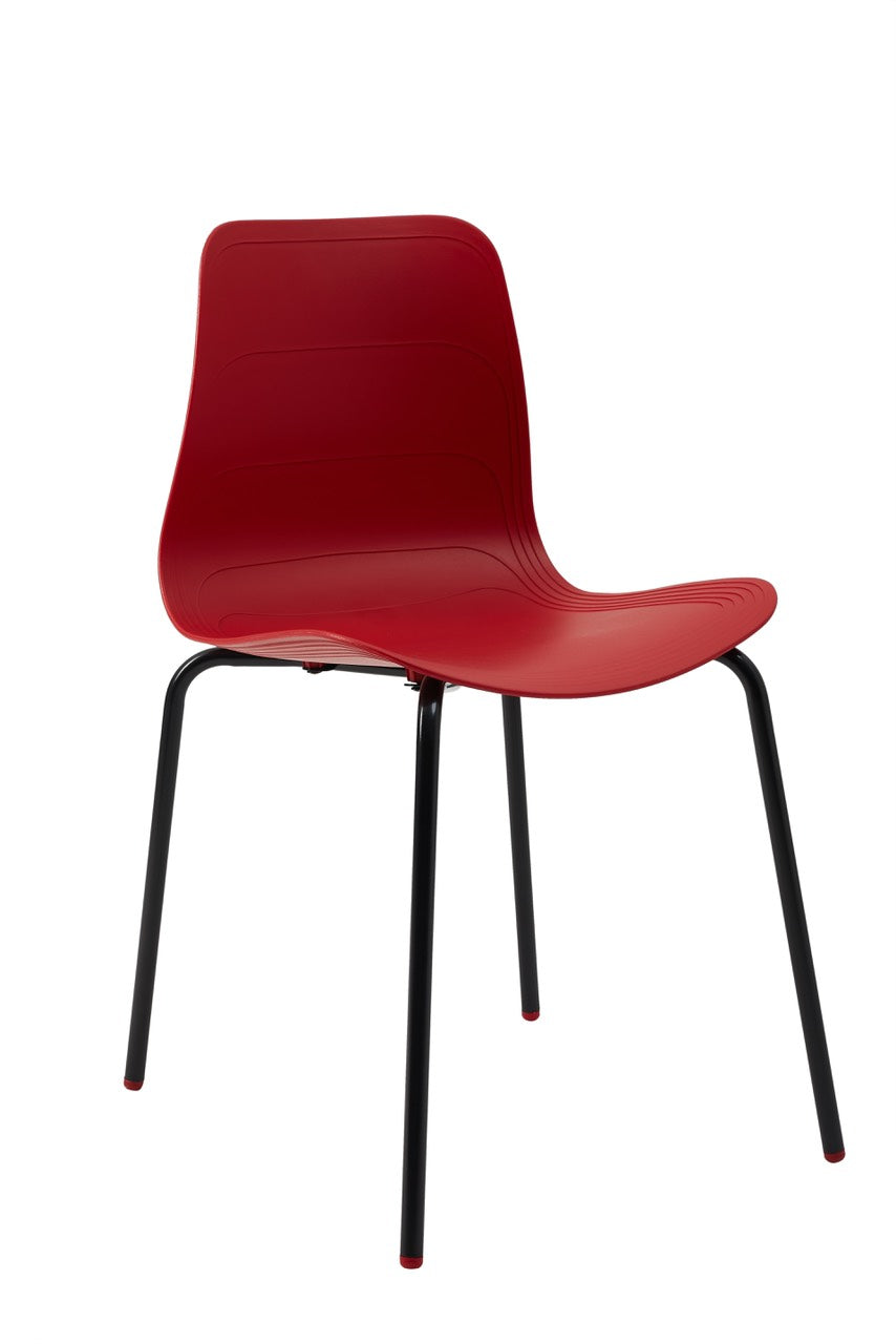 Iron Leg Plastic Chair For Home and Office HIFUWA-S (Dark Red)
