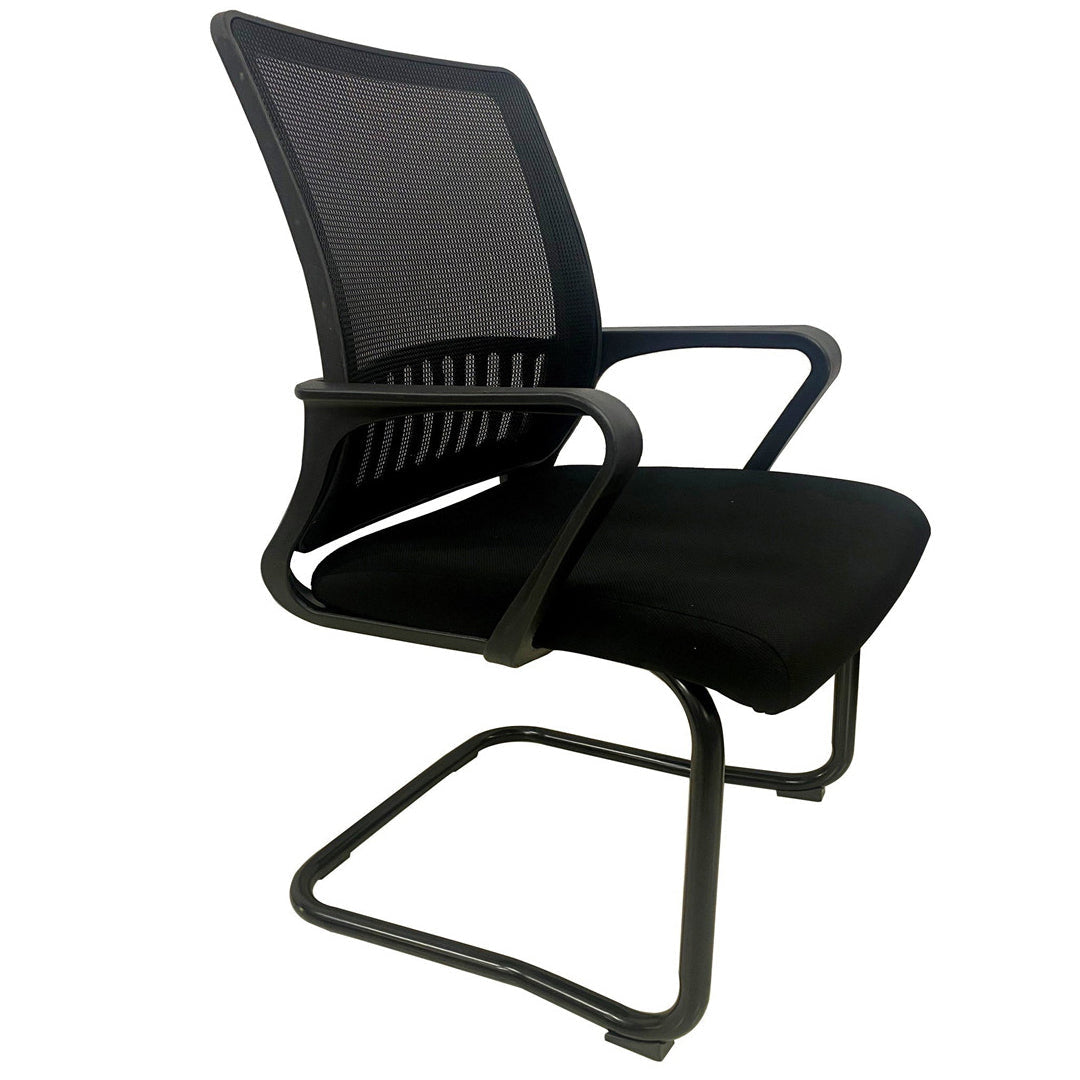 Office Chair With White Stainless Steel Base HIFUWA-L2 (Black)