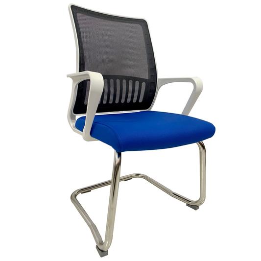 Office Chair With White Stainless Steel Base HIFUWA-L2 (Dark Blue)